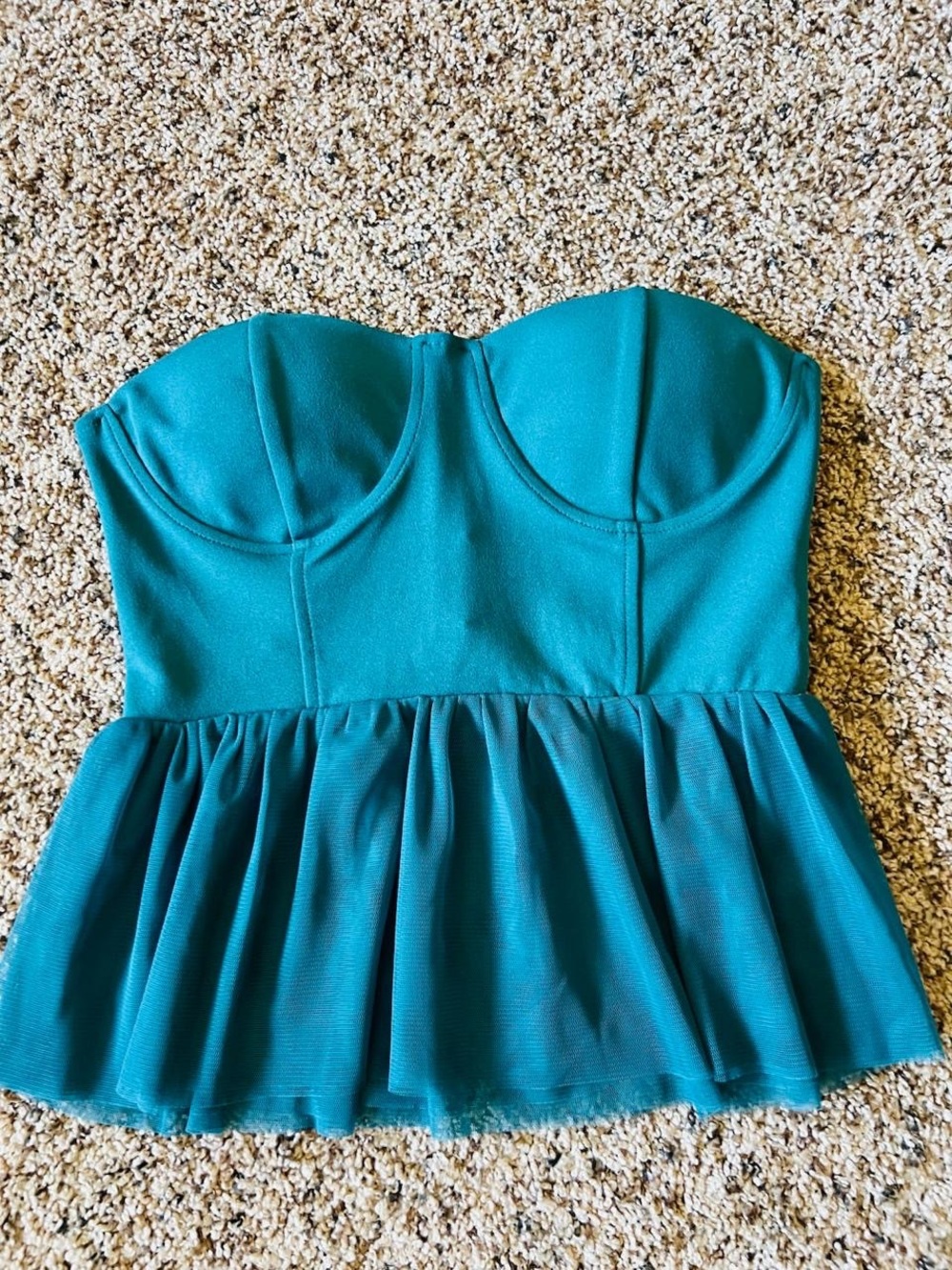 Teal Strapless Peplum Bustier Top